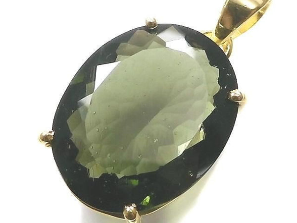 [Video][One of a kind] Moldavite AAA Faceted Pendant 18KGP NO.119