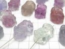 [Video] Multicolor Fluorite AA++ Pixiu Carving 24x15mm 1 pair