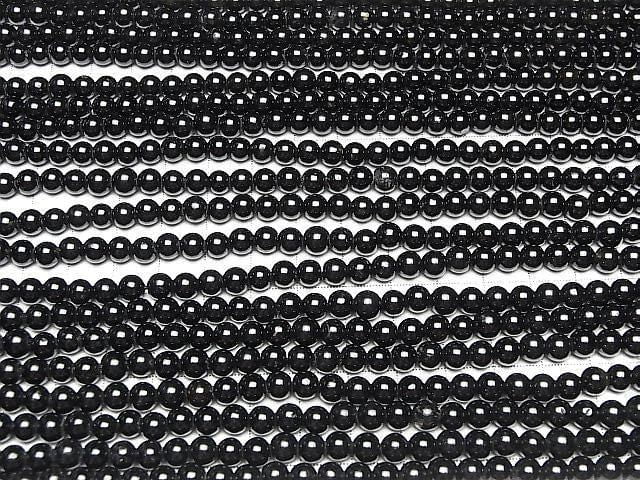 [Video] Black Tourmaline Round 6mm [2mm Hole] 1strand beads (approx. 15 inches/36 cm)