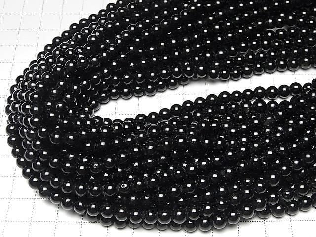 [Video] Black Tourmaline Round 6mm [2mm Hole] 1strand beads (approx. 15 inches/36 cm)