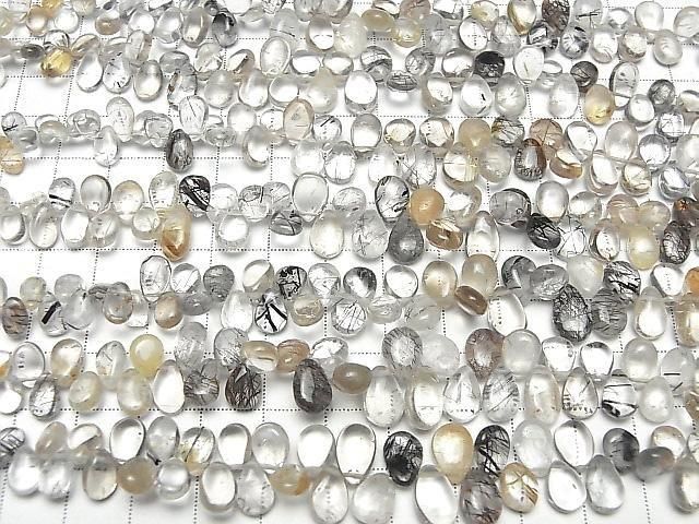 [Video] High Quality Rutilated Quartz x Tourmaline Quartz AA++ Pear Shape (Smooth) 1strand beads (approx. 7 inches/18 cm)