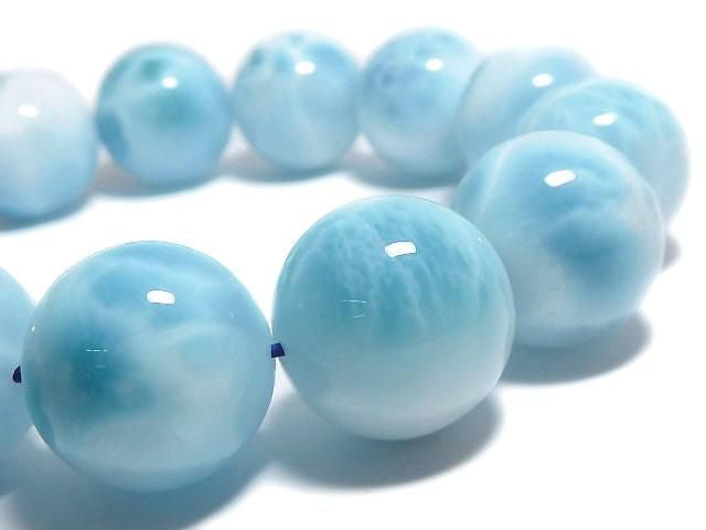 [Video][One of a kind] Larimar Pectolite AAA Round 17mm Bracelet NO.504