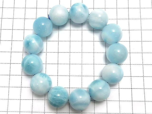[Video][One of a kind] Larimar Pectolite AAA Round 17mm Bracelet NO.504