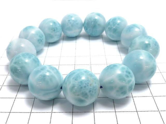 [Video][One of a kind] Larimar Pectolite AAA Round 18.5mm Bracelet NO.509