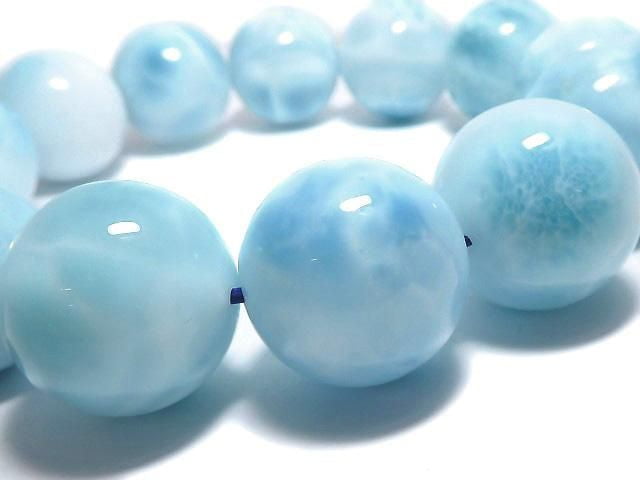 [Video][One of a kind] Larimar Pectolite AAA Round 18mm Bracelet NO.511