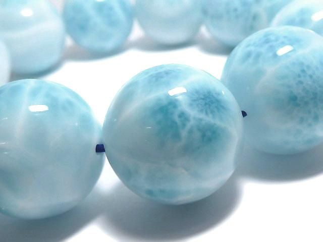 [Video][One of a kind] Larimar Pectolite AAA Round 19mm Bracelet NO.512