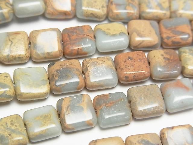 [Video] Impression Jasper Square 8x8x4mm 1strand beads (approx. 15 inches/38 cm)