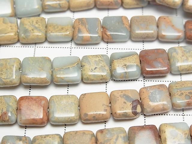 [Video] Impression Jasper Square 8x8x4mm 1strand beads (approx. 15 inches/38 cm)