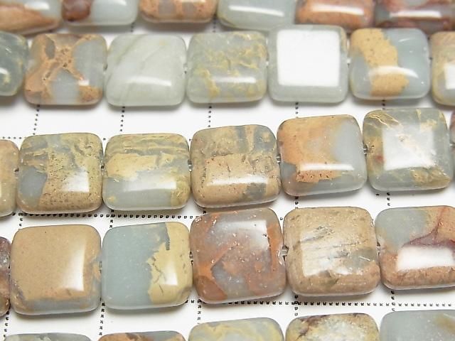 [Video] Impression Jasper Square 10x10x4.5mm 1strand beads (approx. 15 inches/38 cm)