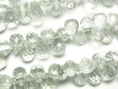[Video] High Quality Green Amethyst AAA- Drop Faceted Briolette 1strand beads (approx. 7 inches/17 cm)