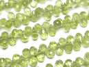 [Video]High Quality Peridot AA++ Drop Faceted Briolette 1strand beads (aprx.7inch/17cm)