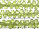 [Video]High Quality Peridot AA++ Drop Faceted Briolette 1strand beads (aprx.7inch/17cm)