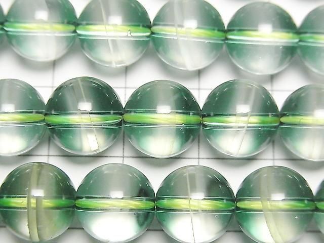 [Video] Green Clear Quartz Round 10mm Half or 1strand beads (approx. 15 inches/36 cm)