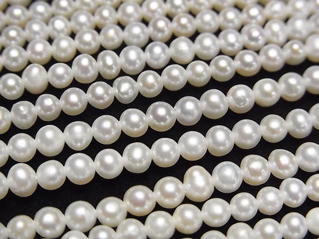Perle d'eau douce AA+ forme pomme de terre 3-3,5 mm Blanc 1 rang de perles (environ 15 pouces/36 cm)