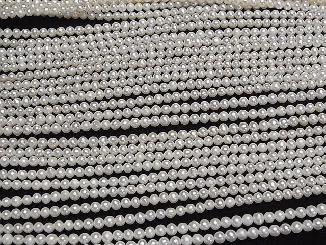Perle d'eau douce AA+ forme pomme de terre 3-3,5 mm Blanc 1 rang de perles (environ 15 pouces/36 cm)