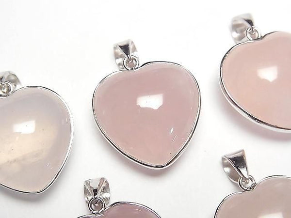 [Video] Rose Quartz AAA- Heart Pendant 21x21mm Silver925 1pc