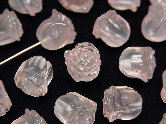 [Video]Rose Quartz AAA Rose 11mm [Half Drilled Hole] 2pcs