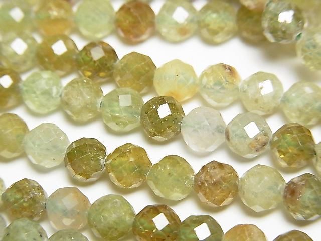 [Video] High Quality! Grossular Garnet AA+ 64 Faceted Round 5mm 1strand beads (approx. 15 inches/37 cm)