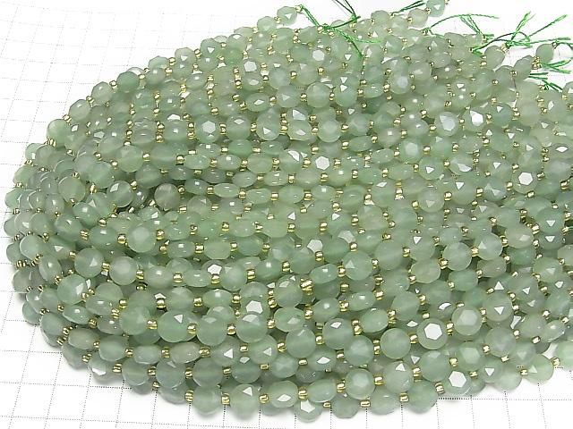 [Video] High Quality! Green Aventurine Hexagram Faceted Coin 8.5x8.5x5mm 1strand beads (approx. 15 inches/36 cm)