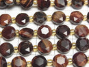 [Video] High Quality! Red Tiger's Eye AA++ Hexagram Faceted Coin 8.5x8.5x5mm 1strand beads (approx. 15 inches/36 cm)