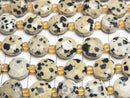 [Video] High Quality! Dalmatian Jasper Hexagram Faceted Coin 8.5x8.5x5mm 1strand beads (approx. 15 inches/36 cm)