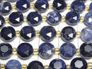 [Video]High Quality! Sodalite Hexagram Faceted Coin 8.5x8.5x5mm half or 1strand beads (aprx.15inch/36cm)