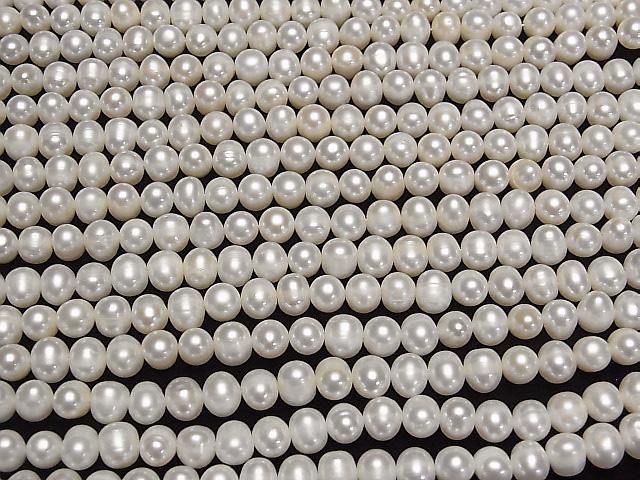 [Video] Fresh Water Pearl AA+ Potato 7-7.5mm White 1strand beads (approx. 14 inches/34 cm)