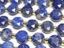 [Video]High Quality! Lapislazuli AA++ Hexagram Faceted Coin 8.5x8.5x5mm half or 1strand beads (aprx.15inch/36cm)