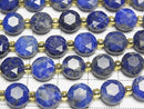 [Video]High Quality! Lapislazuli AA++ Hexagram Faceted Coin 8.5x8.5x5mm half or 1strand beads (aprx.15inch/36cm)