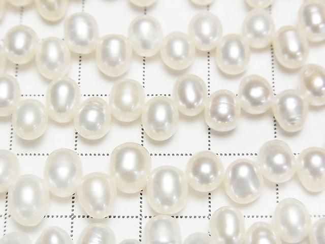 [Video] Fresh Water Pearl AA++ Baroque 7-7.5mm White Top Side Drilled Hole 1strand beads (approx. 14 inches/35 cm)