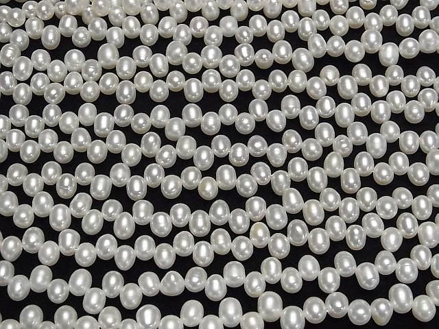 [Video] Fresh Water Pearl AA++ Baroque 7-7.5mm White Top Side Drilled Hole 1strand beads (approx. 14 inches/35 cm)