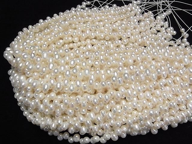 [Video] Fresh Water Pearl AA++ Baroque 7-7.5mm White Top Side Drilled Hole 1strand beads (approx. 14 inches/35 cm)