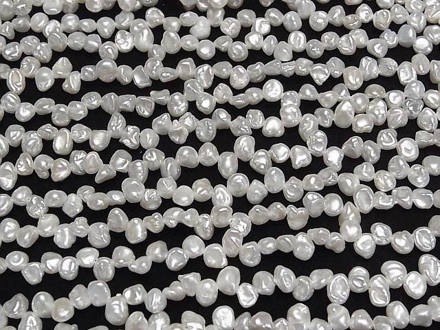 [Video] Fresh Water Pearl AA++ Small Size Baroque White Top Side Drilled Hole 1strand beads (approx. 15 inches/36 cm)