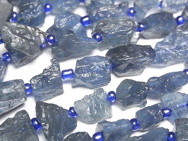 [Video] Deep Blue Aquamarine AA Rough Rock Nugget 1strand beads (approx. 15 inches/36 cm)
