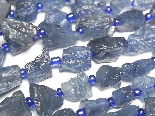 [Video] Deep Blue Aquamarine AA Rough Rock Nugget 1strand beads (approx. 15 inches/36 cm)