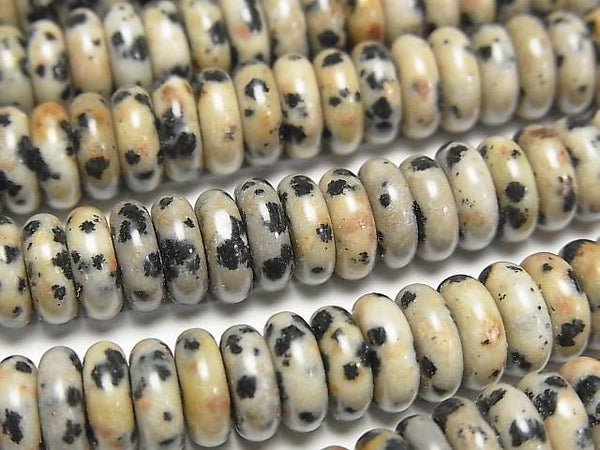[Video] Dalmatian Jasper Rondelle 8x8x3mm 1strand beads (approx. 15 inches/37 cm)