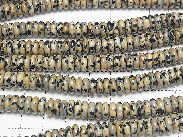 [Video] Dalmatian Jasper Rondelle 8x8x3mm 1strand beads (approx. 15 inches/37 cm)
