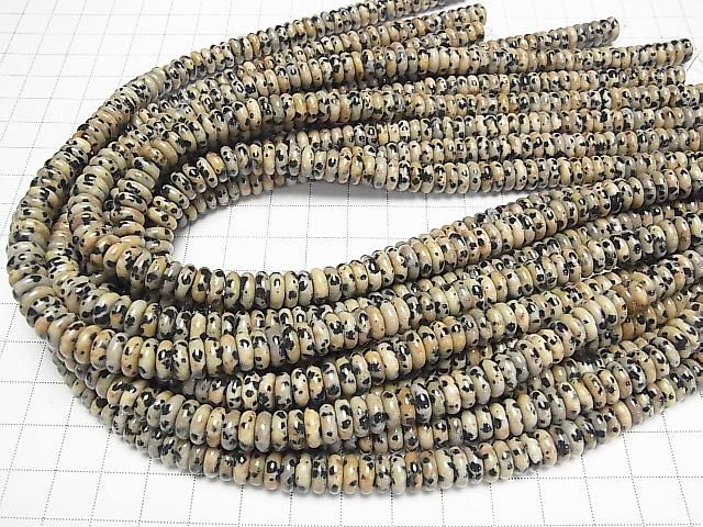 [Video] Dalmatian Jasper Rondelle 8x8x3mm 1strand beads (approx. 15 inches/37 cm)