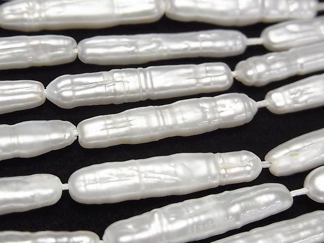 [Video] Fresh Water Pearl AA Stick 24-26mm White 1strand beads (approx. 15 inches/36 cm)