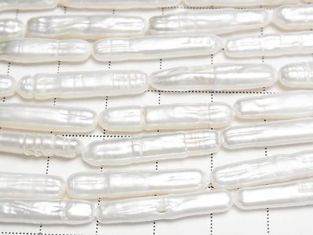[Video] Fresh Water Pearl AA Stick 24-26mm White 1strand beads (approx. 15 inches/36 cm)