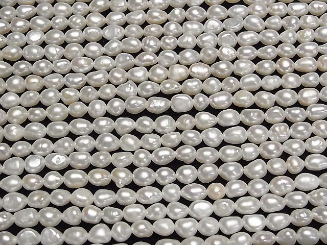 [Video] Fresh Water Pearl AA+ Baroque-Rice 6x5x4mm White 1strand beads (approx. 13 inches/33 cm)