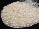 [Video] Fresh Water Pearl AA+ Baroque-Rice 6x5x4mm White 1strand beads (approx. 13 inches/33 cm)