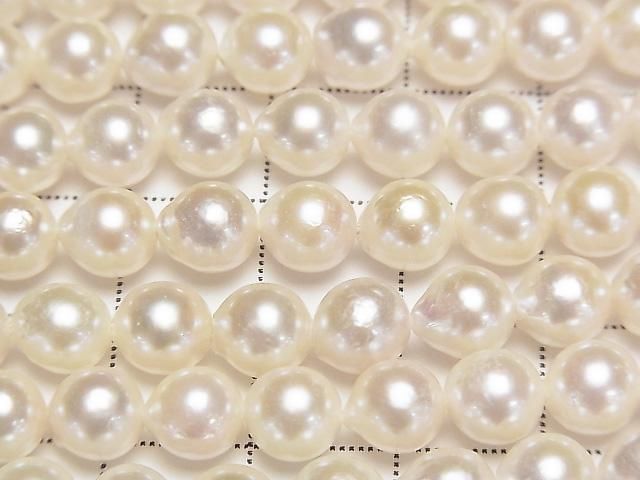 [Video] Japanese Akoya Pearls AA++ Semi Round 6.5mm White Half or 1strand beads (approx. 15 inches/38 cm)