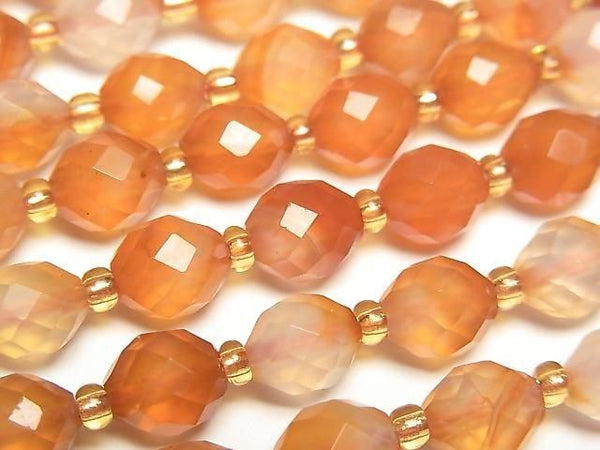 [Video] High Quality! Mixed Carnelian Faceted Rice 8x6x6mm 1strand beads (approx. 14 inches/35 cm)