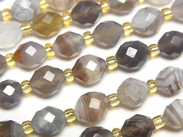 [Video]High Quality! Botswana Agate Faceted Rice 8x6x6mm 1strand beads (aprx.14inch/35cm)
