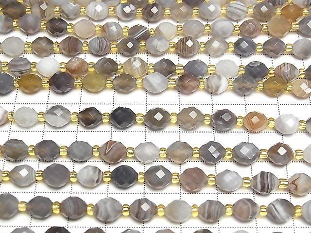 [Video]High Quality! Botswana Agate Faceted Rice 8x6x6mm 1strand beads (aprx.14inch/35cm)