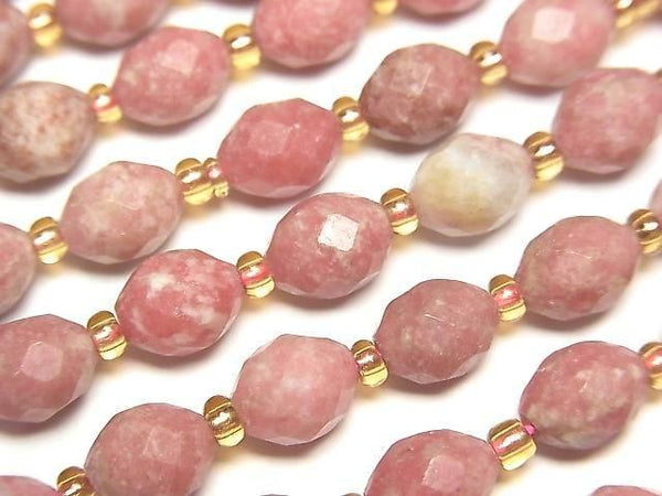 [Video] High Quality! Norwegian Thulite Faceted Rice 8x6x6mm 1strand beads (approx. 14 inches/35 cm)