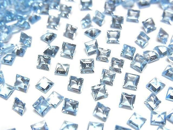 [Video] High Quality Swiss Blue Topaz AAA Loose Stone Square Faceted 3x3mm 5pcs