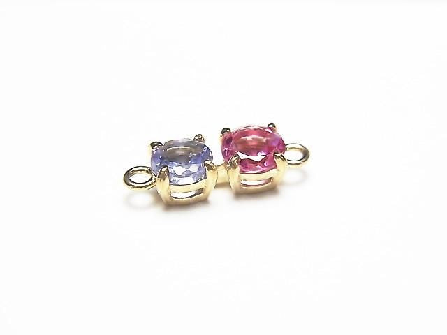 [K10 Yellow Gold] Pendant Frame (Prong Setting) for 4mm Round Faceted Pendants [2 Strands] 1pc [Japan]