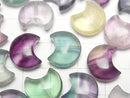 [Video] Multicolor Fluorite AAA Moon Motif 14x12mm [Drilled Hole] 5pcs